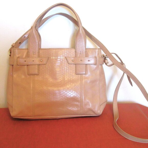 Original Cole Haan Honey Beige Genuine Leather Satchel Bag - Picture 2 of 9